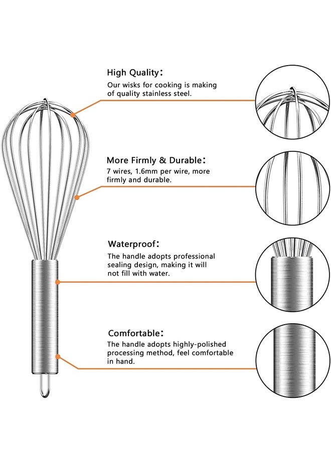 Stainless Steel Balloon Whisk Set 8 Inch, Kitchen Egg Beater for Blending, Beating, Stirring, Cooking and Baking - Image 3