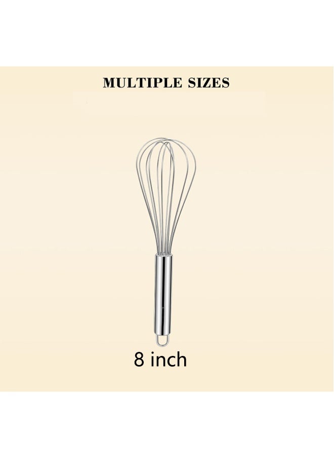 Stainless Steel Balloon Whisk Set 8 Inch, Kitchen Egg Beater for Blending, Beating, Stirring, Cooking and Baking - Image 2