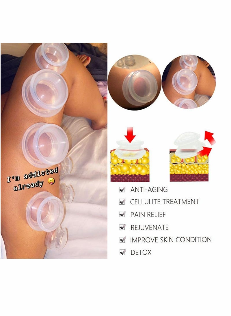 مجموعة العلاج بالحجامة بحجم 4 - مجموعة احترافية للعلاج بالحجامة في الاستوديو وفي المنزل، مجموعة حجامة سيليكون بقوة شفط أقوى، مناسبة لتدليك العضلات، علاج السيلوليت، تخفيف آلام الأعصاب والمفاصل. - Image 5