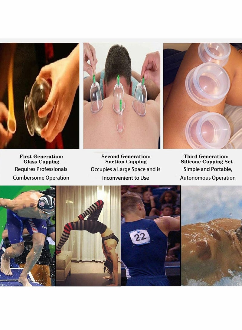 مجموعة العلاج بالحجامة بحجم 4 - مجموعة احترافية للعلاج بالحجامة في الاستوديو وفي المنزل، مجموعة حجامة سيليكون بقوة شفط أقوى، مناسبة لتدليك العضلات، علاج السيلوليت، تخفيف آلام الأعصاب والمفاصل. - Image 4