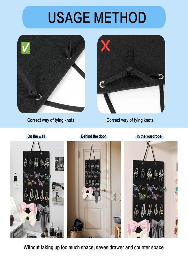 NAISIER Claw Hair Clips Storage Organizer Hanging Hair bow holder organizer for girls Hair clip stand Holder for Wall,Door,Closet.Black - Image 3