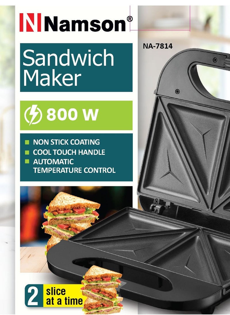 NAMSON - Namson Sandwich Maker - Non Stick Coating, Cool Touch Handle, Automatic Temperature Control - 750W Power - Perfect for Grilled Sandwiches and More! - Image 1