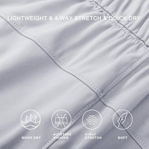 Willit Womens Athletic Hiking Running Shorts for Women Yoga Workout Gym Quick Dry Shorts with Pockets Light Gray M - Image 4