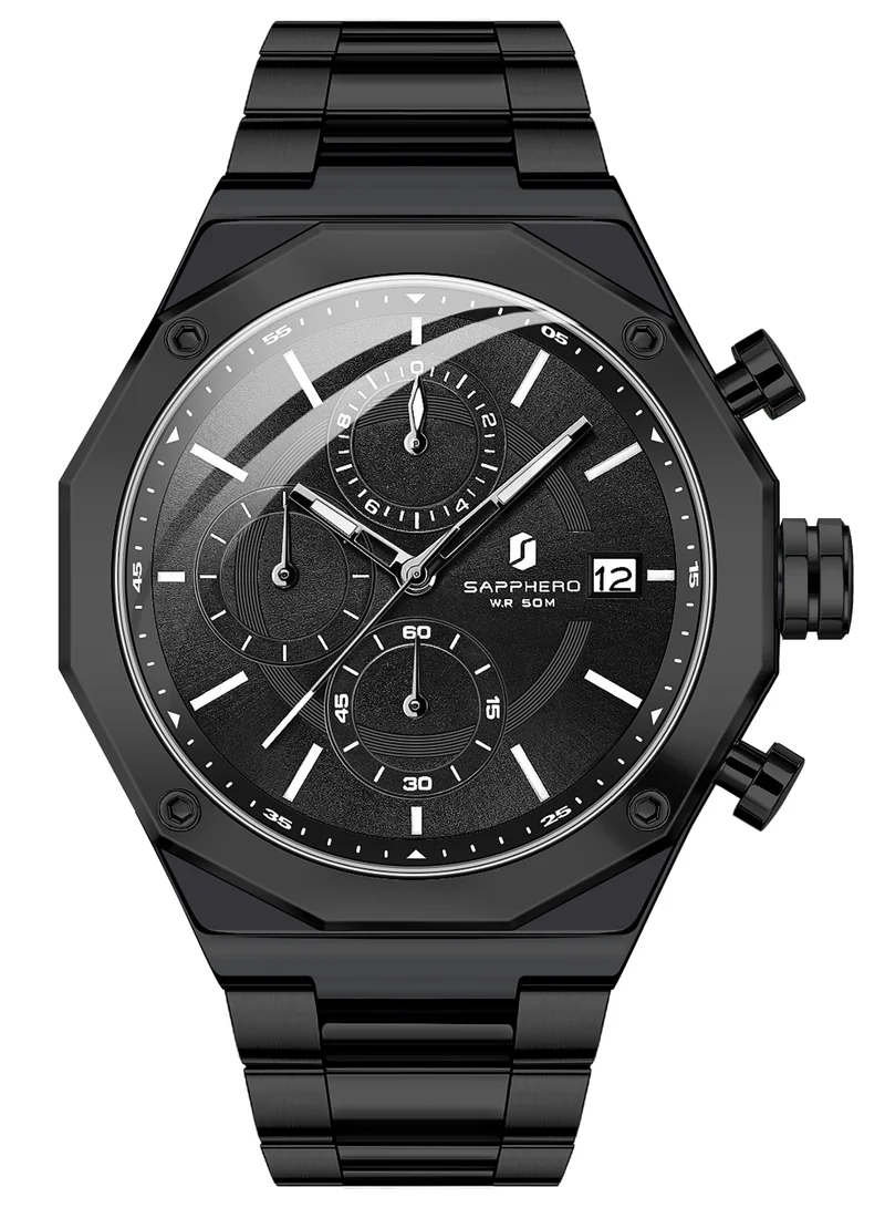 Sapphero SAPPHERO Men's Wrist Watches Octagonal Stainless Steel Quartz Watch for Men 50M Waterproof Analog Movement with Date Elegant Mens Gift SO2203