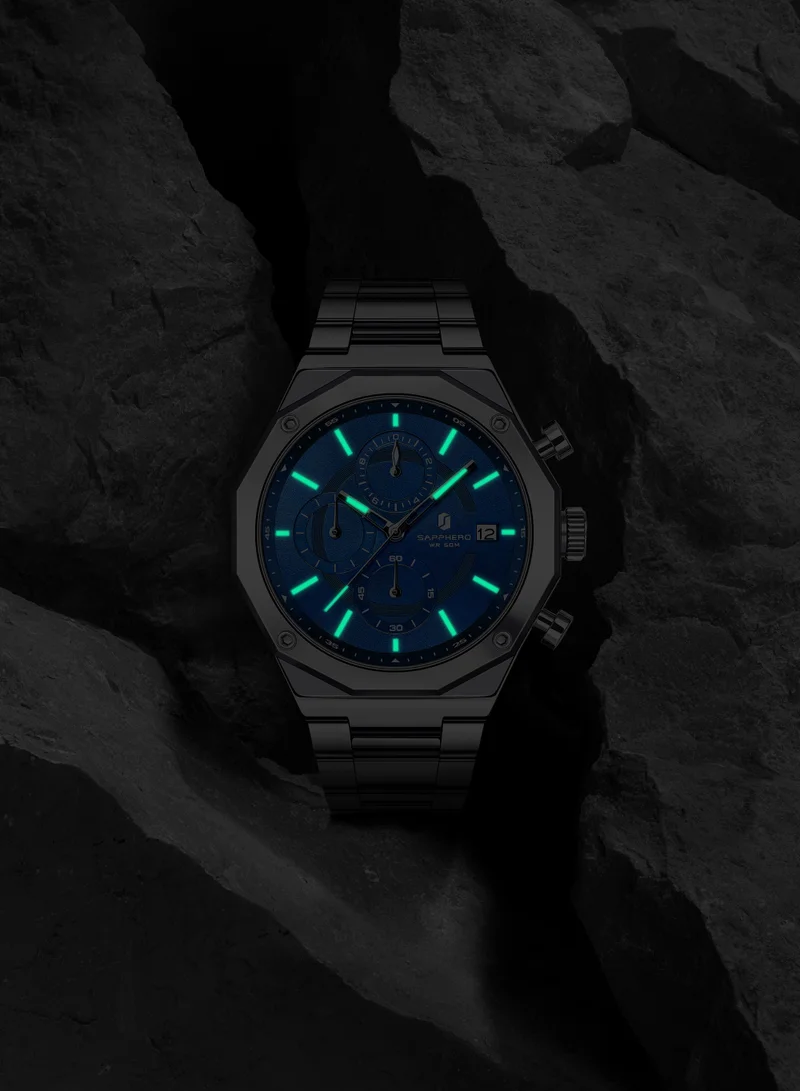 Sapphero  SAPPHERO Men's Wrist Watches Octagonal Stainless Steel Quartz Watch for Men 50M Waterproof Analog Movement with Date Elegant Mens Gift SO2203 for Men | Best Price UAE