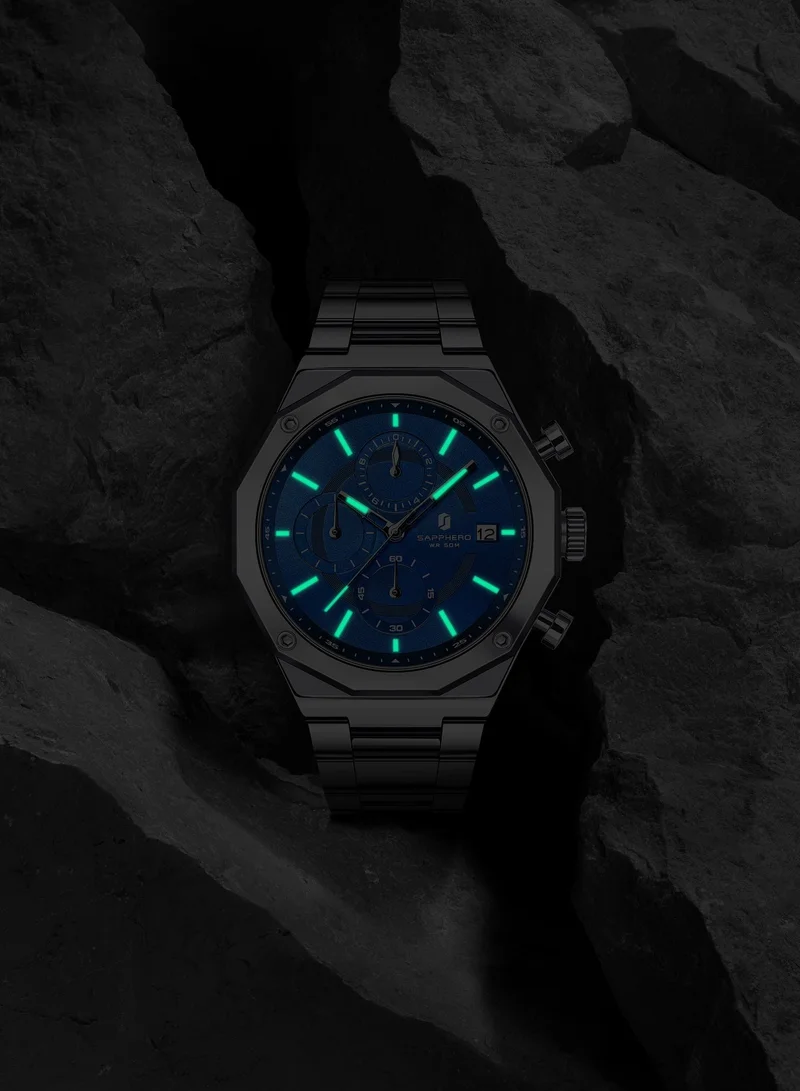 Sapphero 144 g SAPPHERO Men's Wrist Watches Octagonal Stainless Steel Quartz Watch for Men 50M Waterproof Analog Movement with Date Elegant Mens Gift SO2203 for Men | Best Price UAE