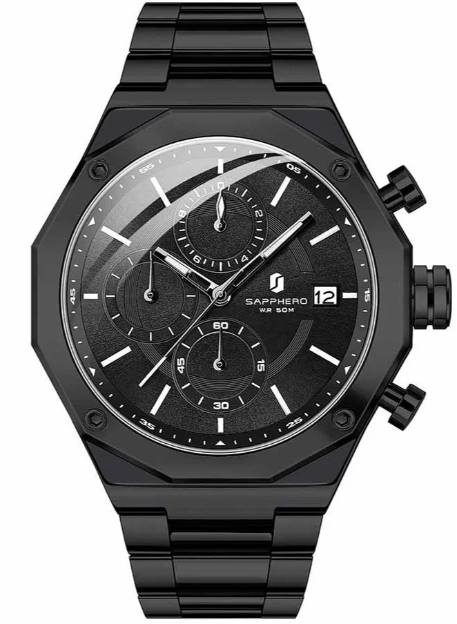 Sapphero SAPPHERO Men's Wrist Watches Octagonal Stainless Steel Quartz Watch for Men 50M Waterproof Analog Movement with Date Elegant Mens Gift SO2203