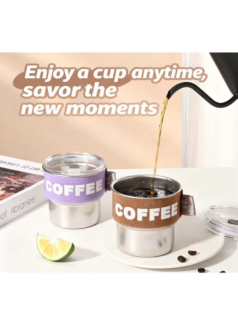 Insulation Coffee Cup，400ml Stainless Steel Vacuum Insulation Tumblers Thermal Cup for Coffee and Hot Water with Spill Proof Sliding Lid - Image 2