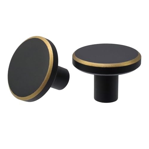Mcredy Cabinet Handles Black Round Drawer Knobs Pulls 1.1 Inch Simple Dresser Door Knobs with Screws for Kitchen Bathrooms Drawer, 2 Packs - Image 1