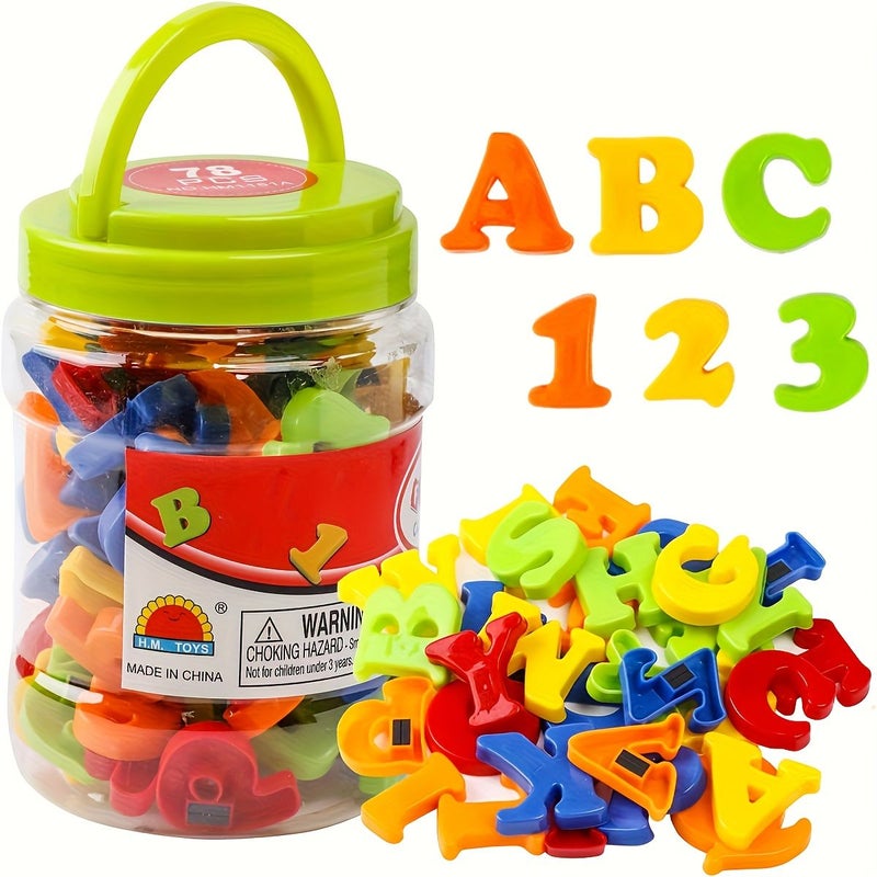 A Set Of 78 Magnetic Letters Numbers Uppercase Lowercase Educational Alphabet Digits Preschoolers Learn Spelling Counting Math Symbols - Image 1