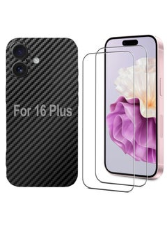 SARAOONT iPhone 16 Plus 1 Piece Carbon Fiber Skin Wrap and 2 Piece 10H Screen Protectors  - Image 1