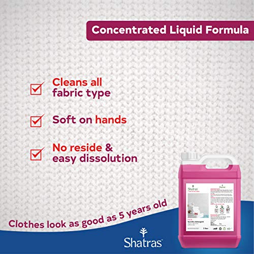 Shatras Liquid Detergent, suitable for all type of washing machine, Nature based, no harmful chemicals, baby safe, Cloth freshener with fabric conditioner Pink detergent(5L) - Image 4