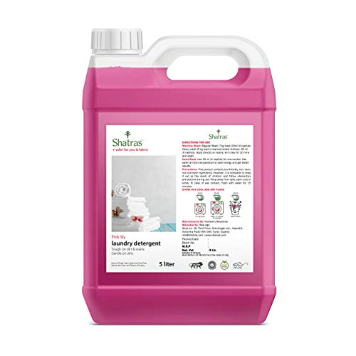 Shatras Liquid Detergent, suitable for all type of washing machine, Nature based, no harmful chemicals, baby safe, Cloth freshener with fabric conditioner Pink detergent(5L) - Image 1