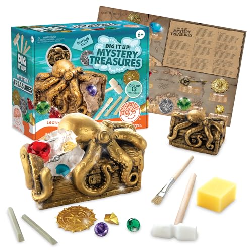 MindWare Dig It Up Discoveries Pirate Mystery Treasure Chest Giant Discovery Project for Kids Dig Up 13 Treasures Includes a Bonus Dig 2 Chisels and 1 Poster Filled with Pirate Facts and Lore - Image 1