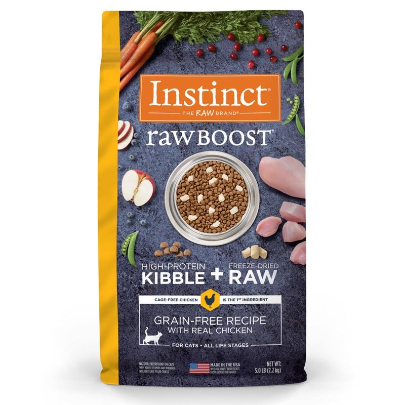 Instinct Raw Boost, Natural Dry Cat Food with Freeze Dried Pieces, High Protein, Grain Free Recipe - Real Chicken, 5 lb. Bag - Image 1