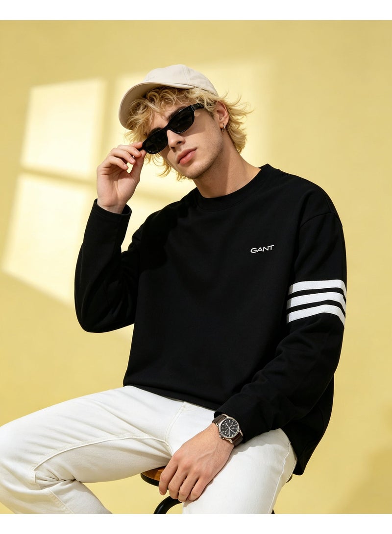 GANT Men's & Women's Long Sleeve Casual Crew Neck Sweatshirt Regular Fit Daily Wear Black - Image 1