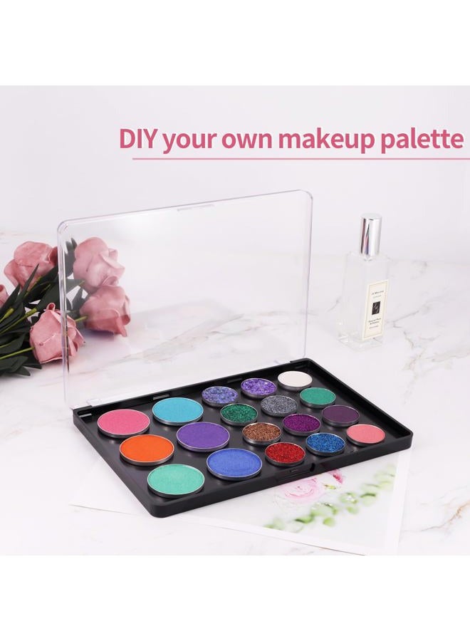Snowso Large Empty Magnetic Eyeshadow Palette with Clear Top, Travel Makeup Organizer with 40Pcs Adhesive Metal Stickers For DIY Your Own Powder Palette (Large Palette - 7.87”x5.51”) - Image 3
