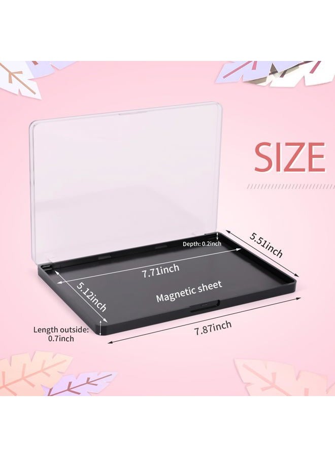 Snowso Large Empty Magnetic Eyeshadow Palette with Clear Top, Travel Makeup Organizer with 40Pcs Adhesive Metal Stickers For DIY Your Own Powder Palette (Large Palette - 7.87”x5.51”) - Image 2