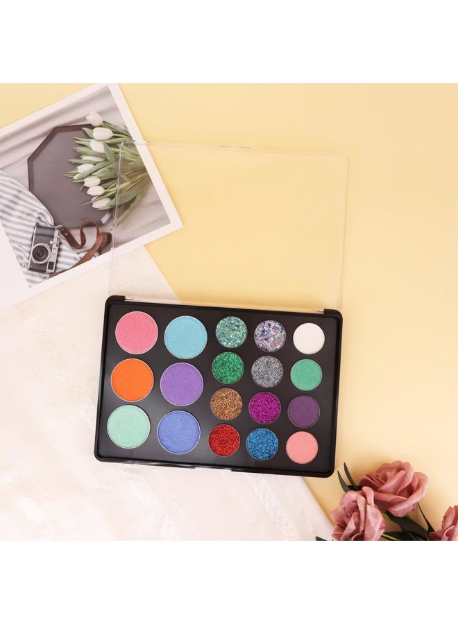 Snowso Large Empty Magnetic Eyeshadow Palette with Clear Top, Travel Makeup Organizer with 40Pcs Adhesive Metal Stickers For DIY Your Own Powder Palette (Large Palette - 7.87”x5.51”) - Image 5