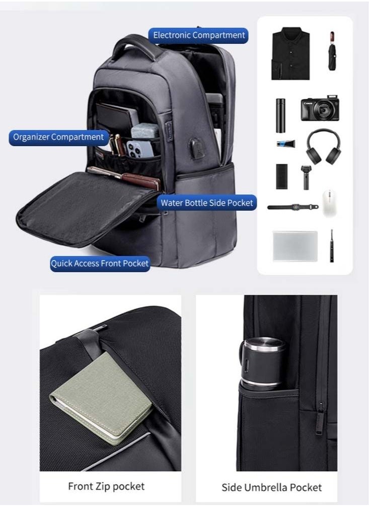 Classic Travel Laptop Backpack, School Bag with USB Charging Port and Laptop Compartment for Men and Women,Grey - pzsku/Z57CF6D6050A3E06572A3Z/45/_/1688420336/e79e49db-6987-4b4d-86a0-fa07dce15268