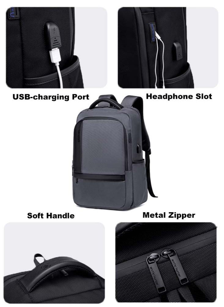Classic Travel Laptop Backpack, School Bag with USB Charging Port and Laptop Compartment for Men and Women,Grey - pzsku/Z57CF6D6050A3E06572A3Z/45/_/1688420338/2b620842-0244-48cc-b33b-7c6e85c3a86e