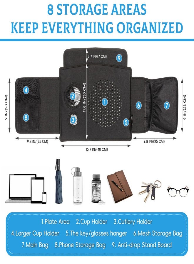 JFMkaer Tray for Walkers for Seniors with Cup Holder - Walker Accessories【w/Pockets, Cup Holder & Non Slip Mat for Food】Mobility Trays Fits Most Standard Folding Walkers, Easy & Removable Assembly - Image 2