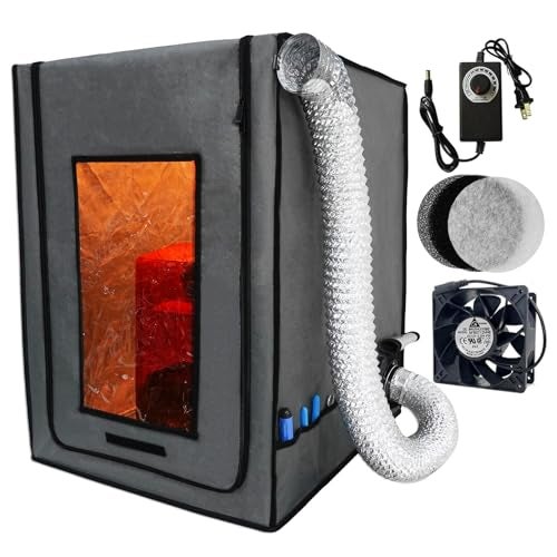 POLISI3D Resin 3D Printer Enclosure with Ventilation Filter, 12V Fan 5000RPM with Speed Control Fume Extraction, Dustproof Tent Constant Temperature Protective Cover for Ender 3 Pro/V2/Ender3 S1/ Neo (Grey) - Image 1