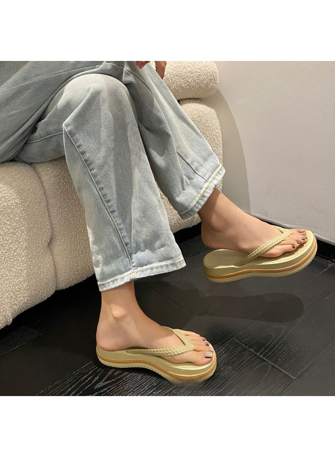 Thailand Internet Celebrity Thick-soled Flip Flops Fashion Outerwear Flip-flops Color Matching Non-slip All-match Sandals