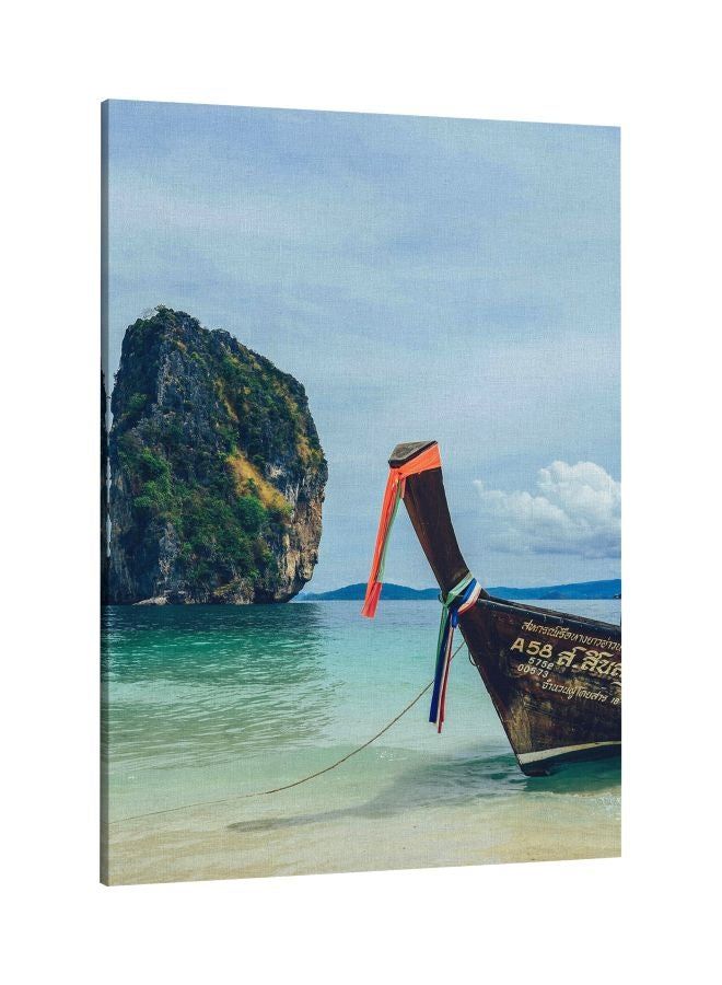 RKN Decorative Printed Framed Canvas Wall Art Blue/Orange/Green 60 x 80centimeter - Image 1