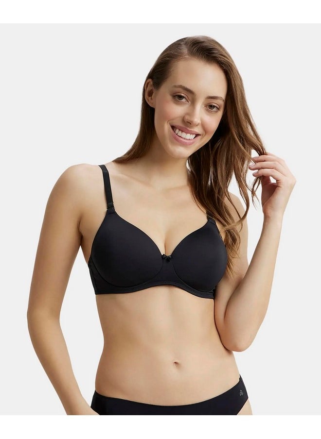 JOCKEY - Jockey 1819 Women's Wirefree Padded Microfiber Nylon Elastane Stretch Full Coverage Multiway Styling T-Shirt Bra with Magic Under Cup_Black_34B - Image 1