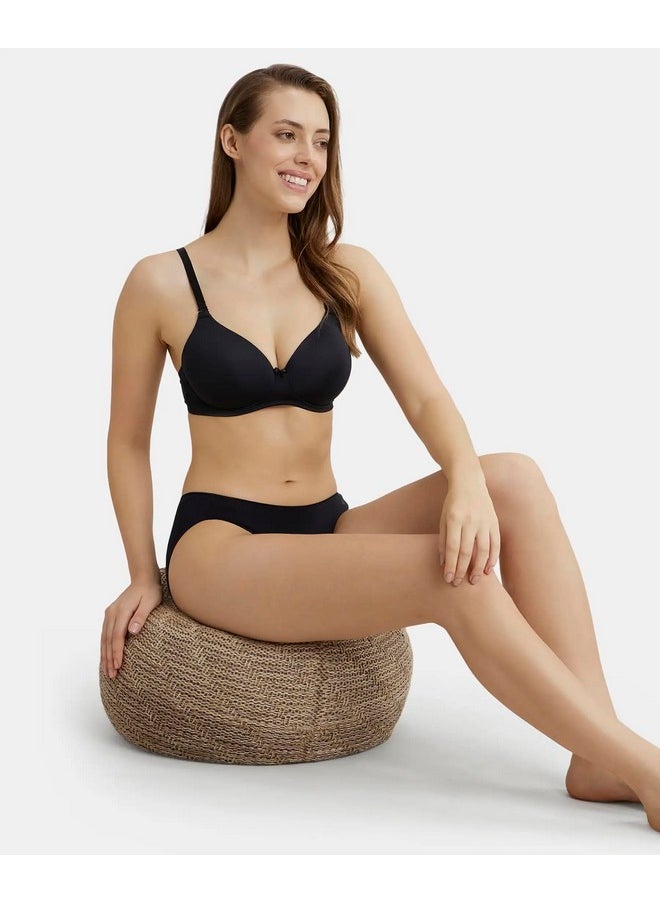 JOCKEY - Jockey 1819 Women's Wirefree Padded Microfiber Nylon Elastane Stretch Full Coverage Multiway Styling T-Shirt Bra with Magic Under Cup_Black_34B - Image 1