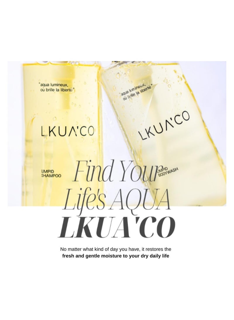LKUA'CO | Limpid Body Wash, Swim Chlorine Removal, Vegan, Odor Care, Low-Stimulation, pH-Balanced, Luxurious Hydration for Dry Skin, Cleanser with 24hr Renewing MicroMoisture, Made in Korea