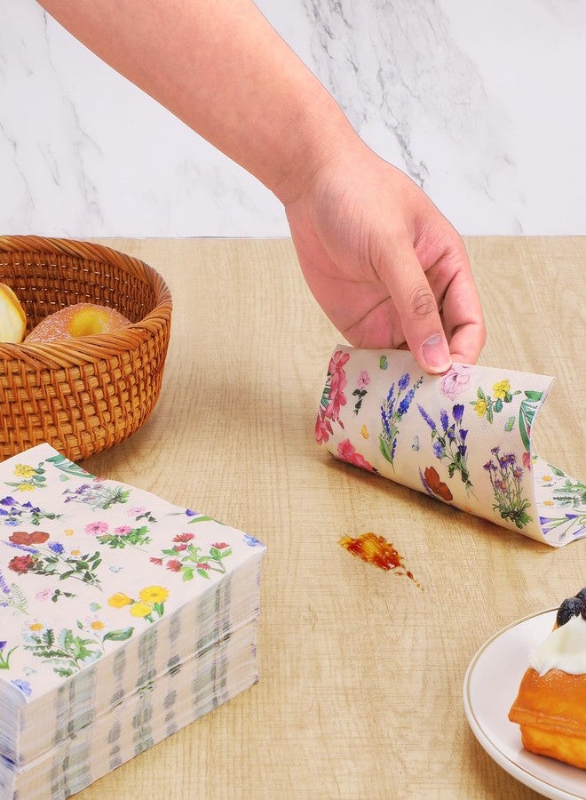 Ohkishly 100 Pcs Floral Paper Napkins, Vintage Wildflower Napkins Bridal Shower Napkins for Birthday Wedding Baby Shower Bridal Shower Supplies - Image 4