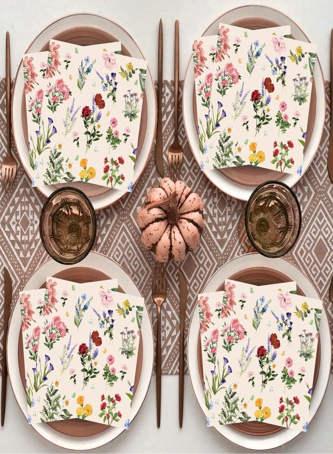 Ohkishly 100 Pcs Floral Paper Napkins, Vintage Wildflower Napkins Bridal Shower Napkins for Birthday Wedding Baby Shower Bridal Shower Supplies - Image 5
