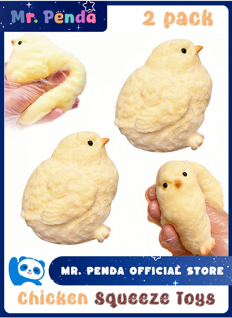 Mr. Penda 2Pcs Silicone Chicken Soft Toys, Handmade Squeeze Toy, Kids Squeeze Happy Stuffed, Baby Chicken Squeeze (Yellow)  - Image 1
