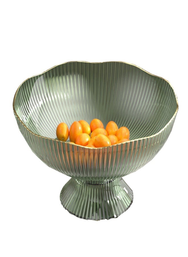 Plastic Footed Fruit Plate with Draining Hole Detachable Base Household Living Room Coffee Table Fruit Candy Snack Display Plate Green - Image 4