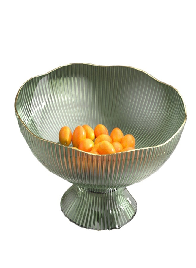 Plastic Footed Fruit Plate with Draining Hole Detachable Base Household Living Room Coffee Table Fruit Candy Snack Display Plate Green - Image 2