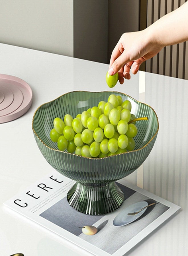 Plastic Footed Fruit Plate with Draining Hole Detachable Base Household Living Room Coffee Table Fruit Candy Snack Display Plate Green - Image 5