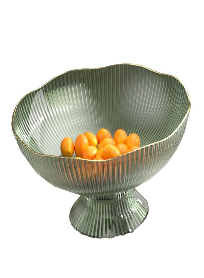Plastic Footed Fruit Plate with Draining Hole Detachable Base Household Living Room Coffee Table Fruit Candy Snack Display Plate Green - Image 3