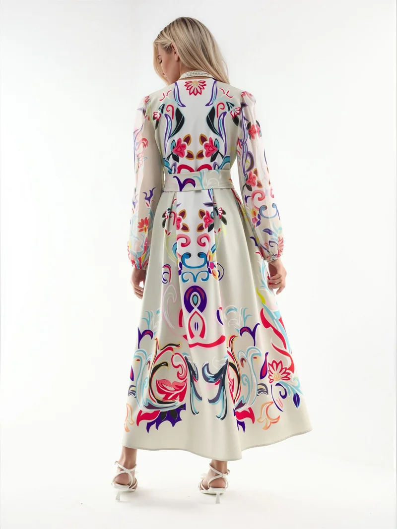 جينيفر Floral Print Maxi A-Line Dress