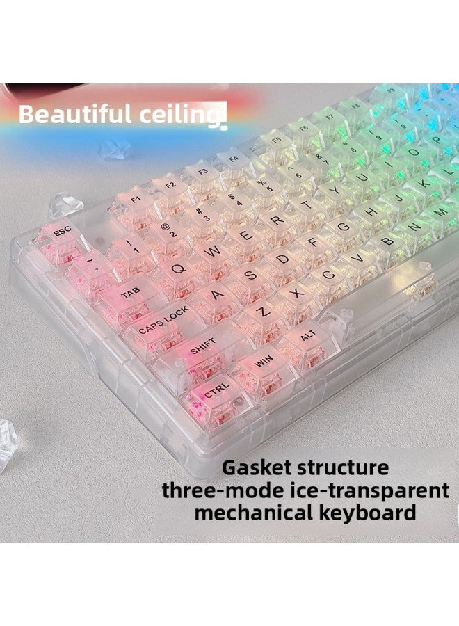Crystal Axis X87RGB Wireless Mechanical Keyboard Ice Spirit Three-mode Bluetooth Customized Hot Plug Code Word Transparent-Colour:Ice Soul Axis-45g Linear Dustproof Cross Axis Mahjong Sound Recommendation-x75 Crystal Transparent White Single Mode Wired Rgb Backlight Full Key Hot Swappable Music Rhythm-official Standard - Image 3