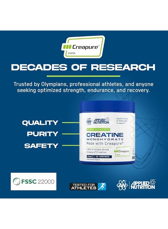 Applied Nutrition Creatine Monohydrate – Made with Creapure® – Best Premium-Grade Creatine – Best Performance & Strength Support – Increased Energy & Endurance – 250g – 50 Servings, Unflavored - Image 4