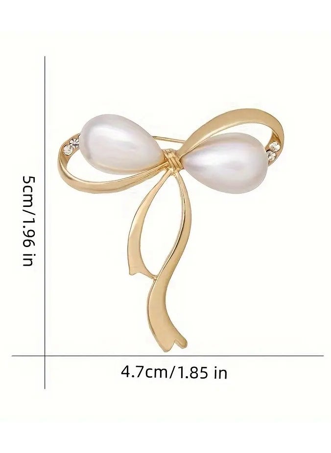 Goolsky Pearl Bow Brooch Pin, Practical Accessory For Scarves, Sweaters, Suit Jackets, Pin Brooch To Prevent Exposure, Fashionable, Elegant And Practical Accessory, Faux Pearl Pin  - Image 4