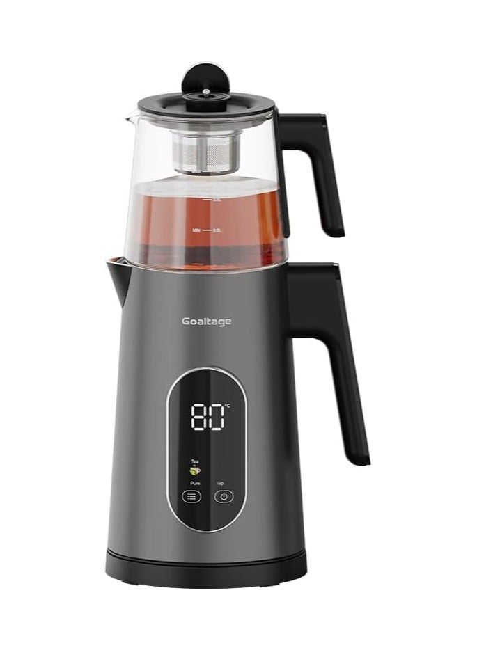 جولتيج Goaltage TM01 BrewMaster Tea Maker with Temperature Presets, Smart Touch Display, Glass Pot, Stylish Design and Rapid Boiling Functionality Glass Pot Design for Pure & Aromatic Herbal Tea 1.7L, 1500W - Image 1