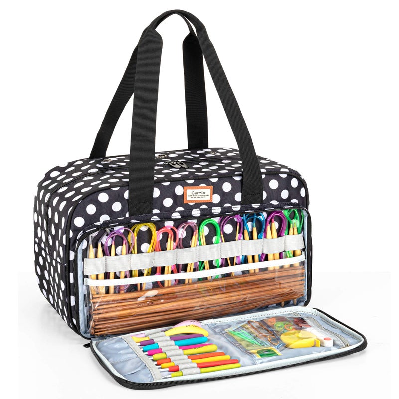CURMIO Yarn Storage Bag Knitting Tote Bag For Crochet Hooks Knitting Project and Accessories Ideal for Crochet Beginners and Knitting Lovers Bag OnlyDots