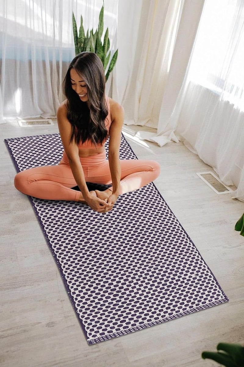 TEXTILE STUDIO Handmade Pure Cotton Bed Runner Rug (22x55 Inches) - Flat Woven, High Pile, Lightweight Laher Design, Durable, Soft, Eco-Friendly, for Bedroom, Entryway, Living Room Décor-Design-15 - Image 3