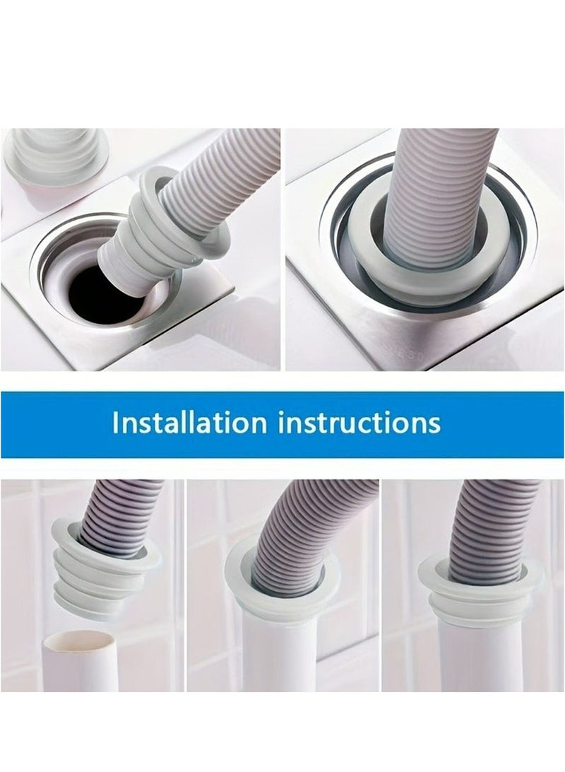 4-Piece Drain Pipe Seal Hose Silicone Plug Sewer Sealing Ring Connector For Kitchen Bathroom, White. - Image 5
