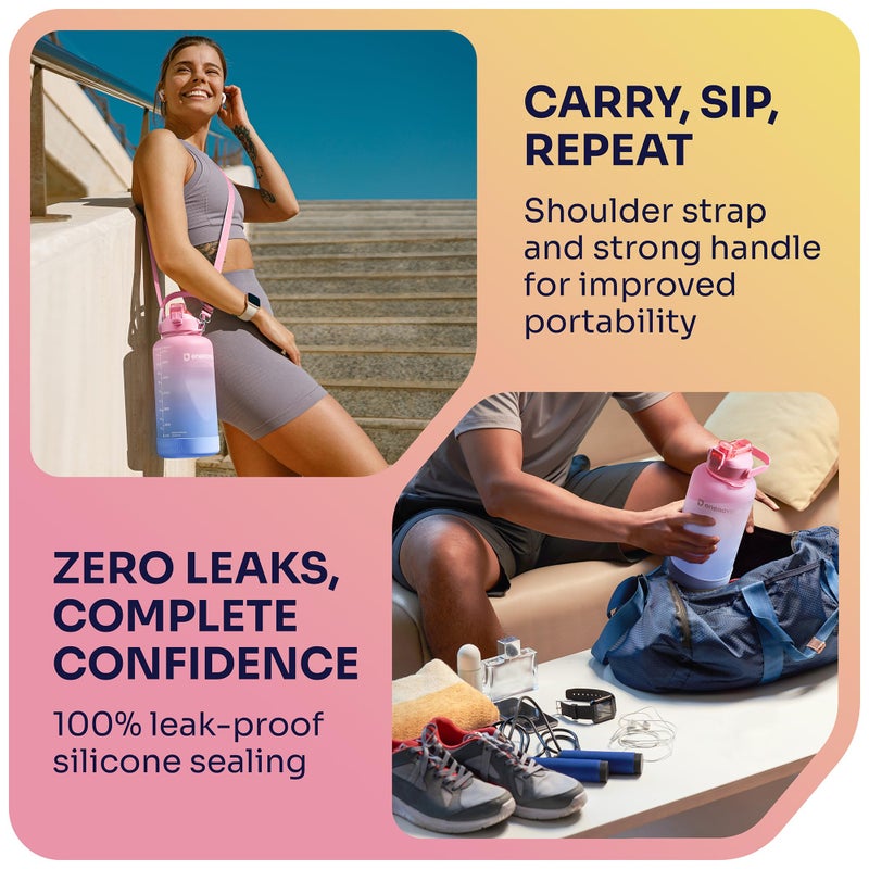 EnergyBud 1 Gallon Water Bottle with 128 oz Capacity - Motivational Time Markers for Daily Hydration Goals - Leakproof BPA Free Tritan with Removable Straw - Image 4