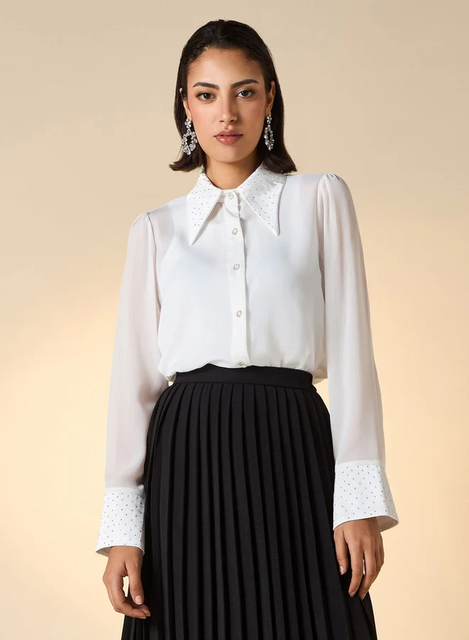 2Xtremz 2Xtremz Embellished Shirt with Long Sleeves