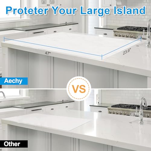 AECHY Silicone Mats for Kitchen Counter 47"x23.6"x0.08”, Largest Heat Resistant Mat Shipped Rolled Up Kitchen Island Silicone Countertop Protector Mat Nonslip Extra Large Counter Mat, Translucent - Image 5